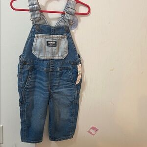 OshKosh B'gosh Denim Overalls with Striped Bib